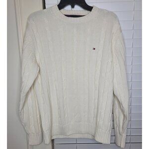 Womens Tommy Hilfiger Cream Cable Knit Sweater S/P Tennis Preppy Hamptons